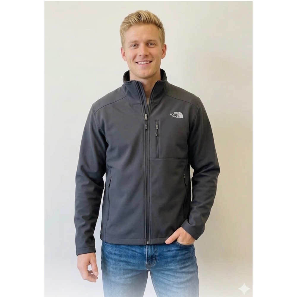 The North Face Mens Apex Bionic Softshell Jacket Grey XL Full Zip Fleece Lined